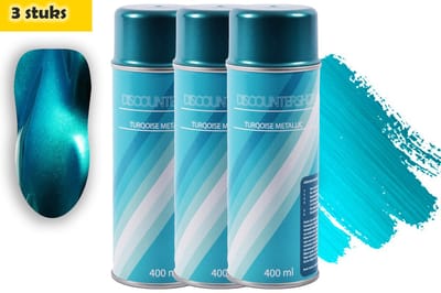 Spuitverf 3-Pack Turquoise Metallic Spuitverf | 3 x 400 ml Sneldrogend Spuitverf | Duurzame Afwerking met Transparante Vernis | Multifunctioneel Bruikbaar op Hout, Metaal, Glas
