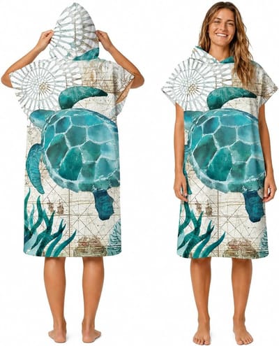 Sneldrogende Microvezel Surf Poncho met Kap voor Volwassenen - Ideaal voor Strand, Zwemmen en Verandering