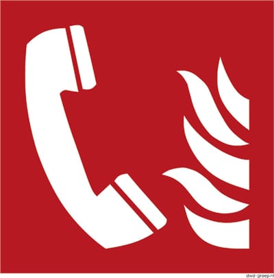 Brandalarm telefoon sticker 200x200 mm - vinyl - ISO 7010 F006