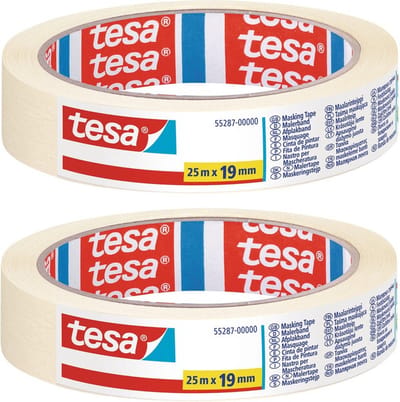Tesa Afplaktape - 5x rol - wit - 19 mm x 25 m - schilderstape - maskeertape - Masking tape