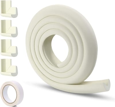 Veilige Hoek- en Randbeschermer voor Kinderen - Extra Dikke Rubber Tafelrandbescherming met 4 Hoekbeschermers voor Baby's en Peuters (Wit)