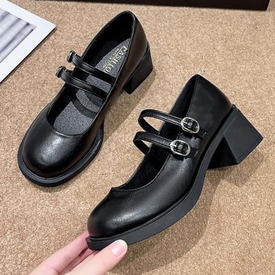 Chaussures Mary Jane pour femmes, nouvelles chaussures de style japonais vintage, douces, sœurs, filles, plateforme, talons hauts, chaussures Cosplay Jk Lolita 35 noir