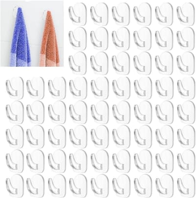 Hernieuwbare Transparante Plakhaakjes - 100 Stuks Zelfklevende Wandhaken voor Badkamer, Keuken en Toilet, Ideaal voor Decoratie en Organisatie