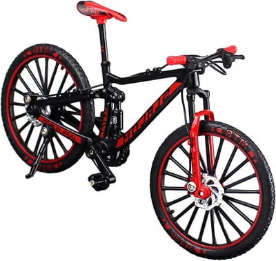 Vingerfiets Speelgoed - Mini Fiets Model - Bureau Decoratie - Draaibare Pedalen - 17.5 x 9.5 cm - Rood