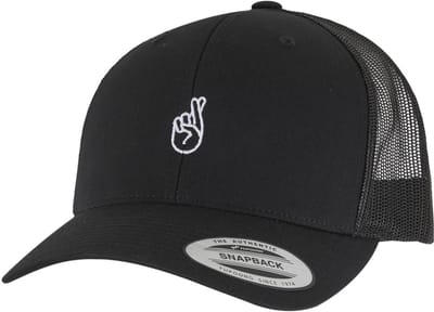 Mister Tee - Crossed Fingers Handsign Retro Trucker Snapback Pet - Zwart