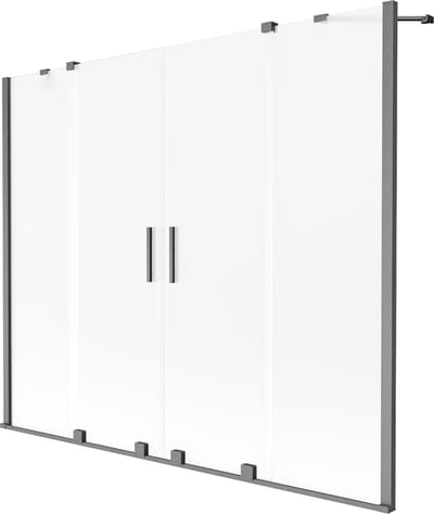 Mexen Velar Duo badwand scherm 2-delig schuifbaar 170 x 150 , ijs, geborsteld kanon grijs - 896-170-000-32-66