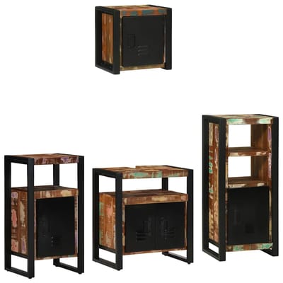 vidaXL - Badkamermeubel - Set - 4 - st - Veelkleurig - en - Zwart - 55 - x - 35 - x - 60 - cm