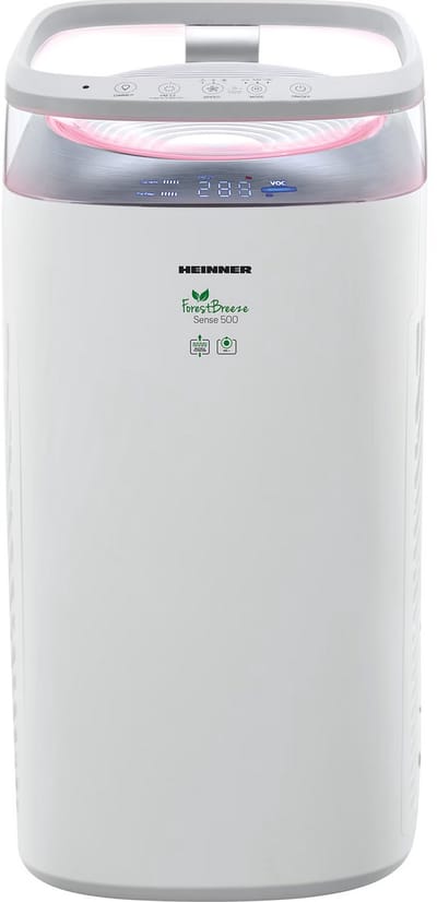 Heinner Luchtreiniger – 35 W – CADR 500 m³/u – Geschikt voor 35–60 m² – HEPA 13-filter – Ionisator – Auto & Silent Mode – 3 Snelheden – Wit/Zilver