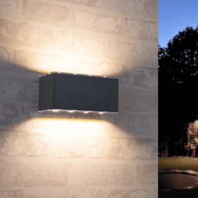 Solar wandlamp buiten 'Olaf' - Antraciet - Up Down light - IP54 - 100 lumen - Warm wit licht (2700K) - Tuinverlichting op zonne-energie geschikt voor schutting