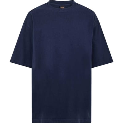 Boss Heren T-shirt met tie-dye-print, normale pasvorm (Donkerblauw)