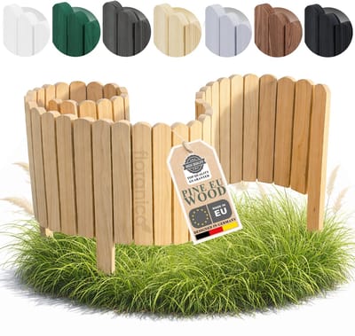 Floranica Bedrand Gazonrand Hout 10 x 200 cm Houtbruin Tuinhek Rolrand Palissade Houten hek tuinafscheiding