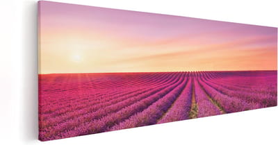 Artaza Canvas Schilderij Lavendel - 60x20 cm - Wanddecoratie Bloemen - Muurdecoratie Natuur - Kamer Accessoires Woonkamer
