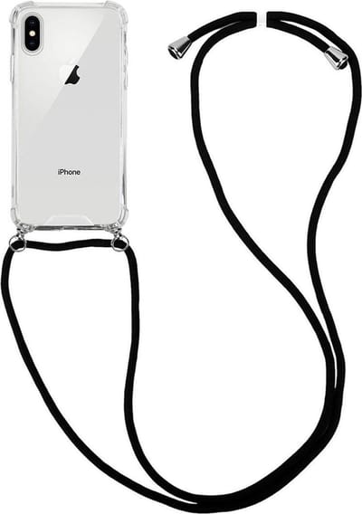 Anti Shock Siliconen Back cover hoesje met Zwart Koord - Geschikt voor iPhone XR - Transparant