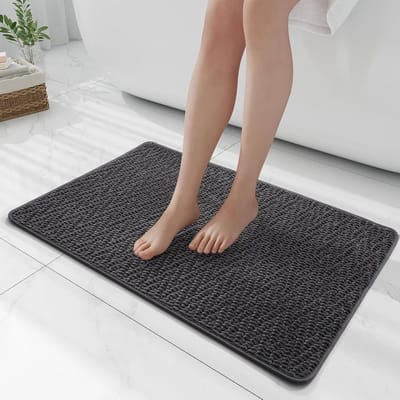 Badmat Sneldrogend - Antislip Vloerkleed - Badkamer Comfort - Zachte Velours Stof - 43 x 60 cm - Donkergrijs
