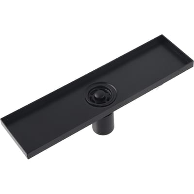 Caniveau de sol de douche linéaire avec couvercle amovible Acier inoxydable 304 Noir mat 30cm black