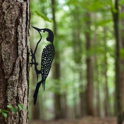 Birdzone - Metalbird - Specht - Tuindecoratie - metalen vogels - metal bird - Vogeldecoratie - 28 x 16 cm - Metalen Vogels Tuindecoratie - Boomdecoratie