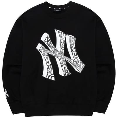 Sweatshirt Sportif Rétro à Col Rond Imprimé Motif Floral MLB New York Yankees Unisexe Noir 3AMTU0131-50BKS S gray