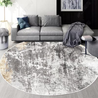 Modern Rond Groot Tapijt Woonkamer Abstract Licht Luxe Balkon Lounge Ruimte Kleden Slaapkamer Decor Garderobe Zachte Antislip Matten 140cm 55.11 in