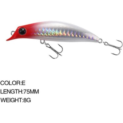 Nouveau produit 75mm 8g méné leurre de pêche Laser dur professionnel eau de mer longue coulée leurre coulant Wobblers appât artificiel E
