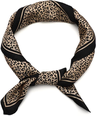 Hoofdsjaal - Satijnen Haar Sjaal - Neksjaal - Festival Look - Vierkante Sjaal - Fantasie - Zomer Sjaal - Haarband - Dena Zwart/Gold