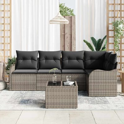 vidaXL - Tuinbank - Set - 6 - st - Grijs - poly - rattan