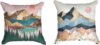Ulticool - Kussenhoes Set van 2 - Kunst Natuur Bos Bohemian Aesthetic Hippie Boho - Zonder Kussenvulling - Sierkussens 45x45 cm - Sierkussenhoes Accessoires - Kussentjes Bank voor Decoratie Woonkamer Slaapkamer Babykamer - Idee Tiener Meisje