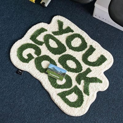 Amerikaans Creatief Letter Flocking Tapijt Vuilafstotend Tapijt Slaapkamer Makkelijk te Onderhouden Absorberend Beddeken Verdikt Versleuteld Isolatie 54 * 64cm (flocking)