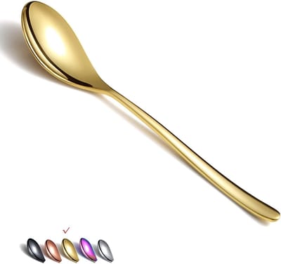 Gouden Eetlepels 6 Stuks, 8,1 Inch Roestvrijstalen Eetlepels, Soeplepels, Dessertlepels, Lepels, Bestek Voor Thuis, Keuken of Restaurant, Vaatwasmachinebestendig
