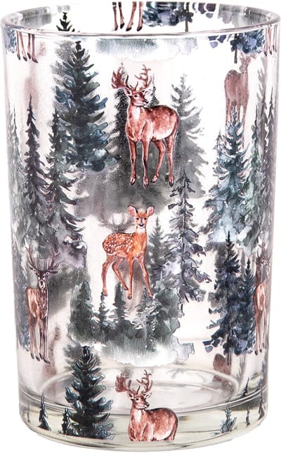 Clayre & Eef Theelichthouder Ø 12x18 cm Transparant Glas Hert
