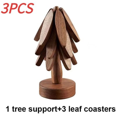 3/4/5 STuks Eén Set Boomontwerp Stand Bamboe Houten Onderzetters Decoratief Anti-brandwond Hittebestendig Tafelmat Onderzetter Hout Placemats Pan