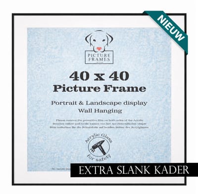 Fotolijst 40x40 cm - Zwart Mat - Aluminium kader inclusief passe-partout - 8mm profielbreedte - Fotokader - Wissellijst - Posterlijst - Picture Frame UK