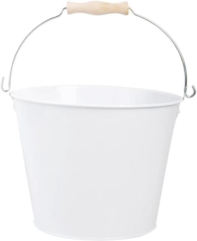 Witte Zink Emmer 5 Liter - Tuinkemmer, Bloempot en Bak met Handvat