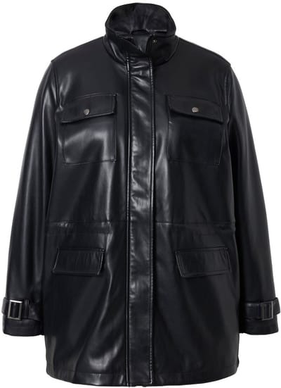 MIAMODA - Dames - Jack leerlook trekkoord in de taille - Zwart - Maat 44