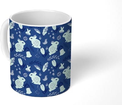 Mok - Koffiemok - Konijnen - Scandinavië - Patronen - Mokken - 350 ML - Beker - Koffiemokken - Theemok