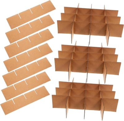 Kartonnen Dozen Verdelers - Verpakkingsinzetstukken - Veilig Verzenden - Eenvoudig te Monteren - 24 Stuks - Bruin