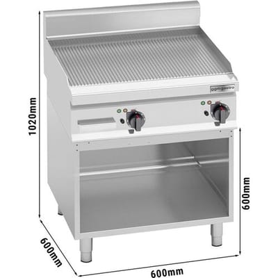 GGM Gastro Elektro Bratplatte - 8 kW - Gerillt - inkl. Untergestell