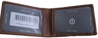Oi Hunter bruine leren creditcardhouder / zeer dun mapje voor 2 pasjes met zichtvak en ritsje / plat identiteitsmapje met ritsje / bruin leer / 663H