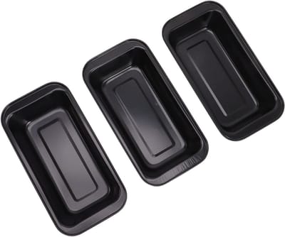 Set van 3 Antiaanbakvormen voor Brood, Rectangulaire Bakvormen voor Thuisgebakken Brood, Duurzaam Carbon Staal, Ideaal voor Brooddeeg en Bakken