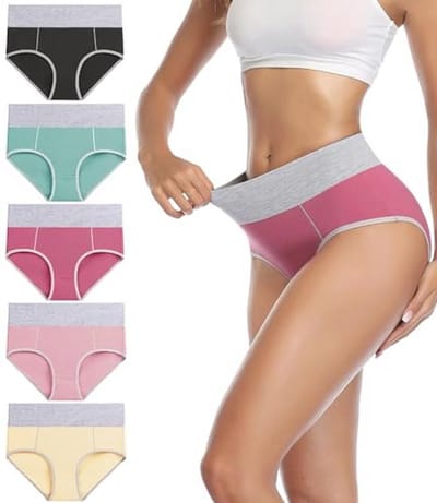 Dames hoge taille katoenen slips - volledige dekking - 5 stuks