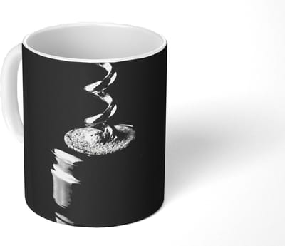 Mok - Koffiemok - Kurkentrekker - Wijn - Zwart - Wit - Mokken - 350 ML - Beker - Koffiemokken - Theemok