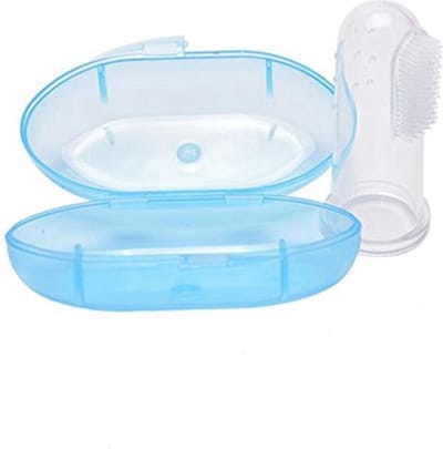 Scoby - Babytandenborstel - Vingertandenborstel - Tandvleesmassage - Finger Toothbrush - Zacht silicone - 5CM - Blauw