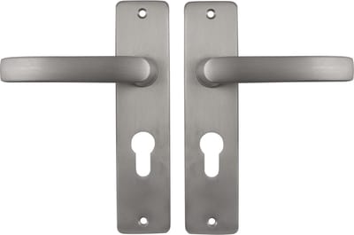 Starx Deurklink Zilver - RVS Look â€“ Deurbeslag â€“ Deurschild voor Profielcilinder (PC55) â€“ Deurklink Blok