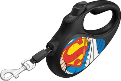 WAUDOG Rollijn / Hondenlijn - Tape - Superman Hero - Maat: L - Lengte: 5 meter - Geschikt voor honden tot maximaal 50 kg.
