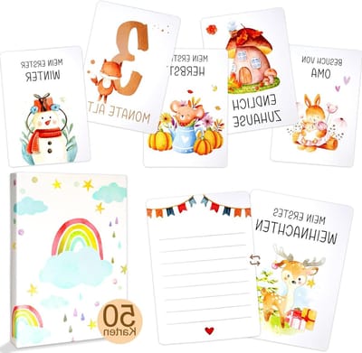 Milestone Kaarten voor Baby's, Meisjes en Jongens - 50 Maandelijkse Foto Kaarten, 1-12 Maanden, Betekenisvolle Cadeaus voor Baby Shower en Welkomsgeschenk, Hoogwaardige Kartonkwaliteit