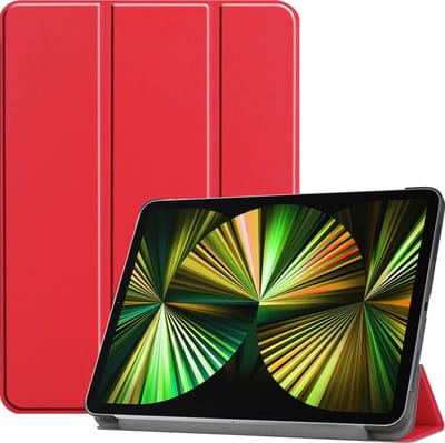 Hoesje - Geschikt voor Apple iPad Pro (2021) - 12.9 inch - Dun & Stevig - Hardcover Book Case - Trifold Bookcase Hoes - Hard Cover - Tablethoes - Rood