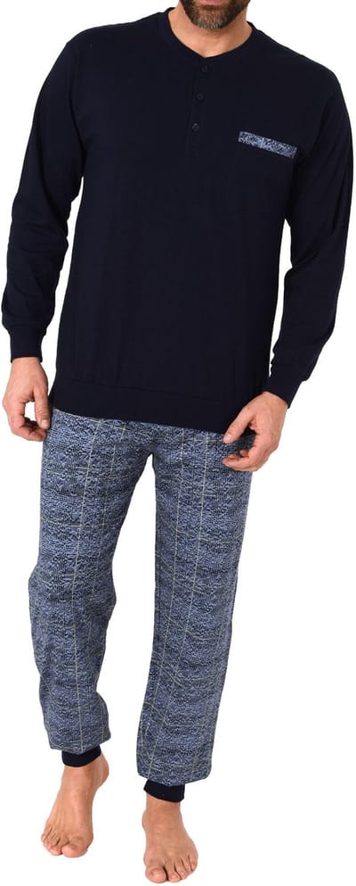 Herenpyjama met manchetten en geruite jersey broek - ook in oversize - 212 101 90 601