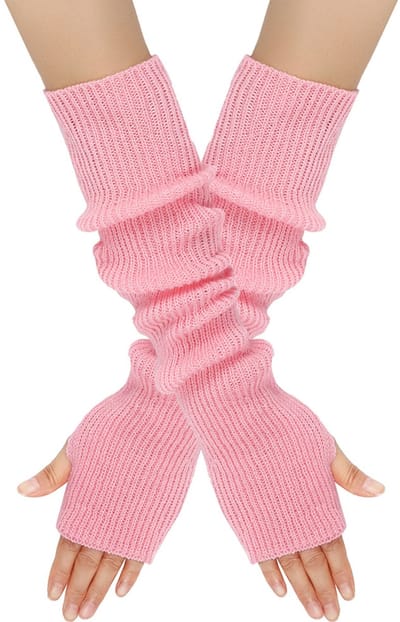 Arm Sleeves - Dames Lange Vingerloze - Gebreide Y2K Arm Sleeves - (Roze)