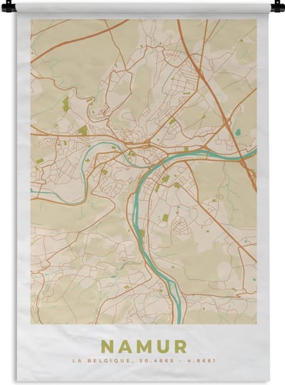 Wandkleed - Wanddoek - Stadskaart - Plattegrond - Kaart - Namen - Vintage - 120x180 cm - Wandtapijt