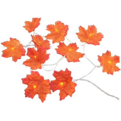 Guirlande Lumineuse Féérique d'Halloween 20FT 40LEDs en Forme de Feuille d'Érable Lumières Suspendues Blanc Chaud Étanche Type 1 orange
