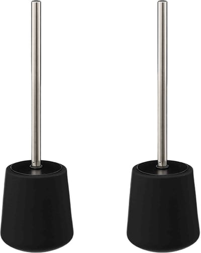 Five WC-/toiletborstels met houder - 2x stuks - zandsteen - zwart